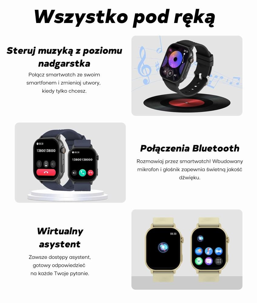 Smartwatch Damski GRAVITY GT15-10 Biały Pasek Silikonowy + Złota Bransoleta – zdjęcie 16