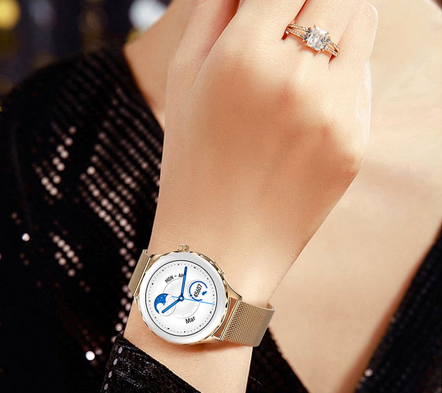 Smartwatch Damski Rubicon RNCF02-2 Złoty + Pasek Różowy – zdjęcie 16