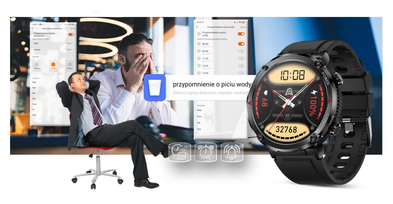 Smartwatch Gravity GT21-2 + Pomarańczowy Pasek Silikonowy – zdjęcie 16