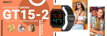 Smartwatch Gravity GT15-2 Pomarańczowy Pasek Silikonowy + Czarna Bransoleta – zdjęcie 10
