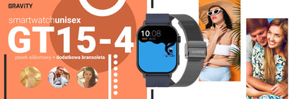 Smartwatch Gravity GT15-4 Niebieski Pasek Silikonowy + Tytanowa Bransoleta – zdjęcie 10