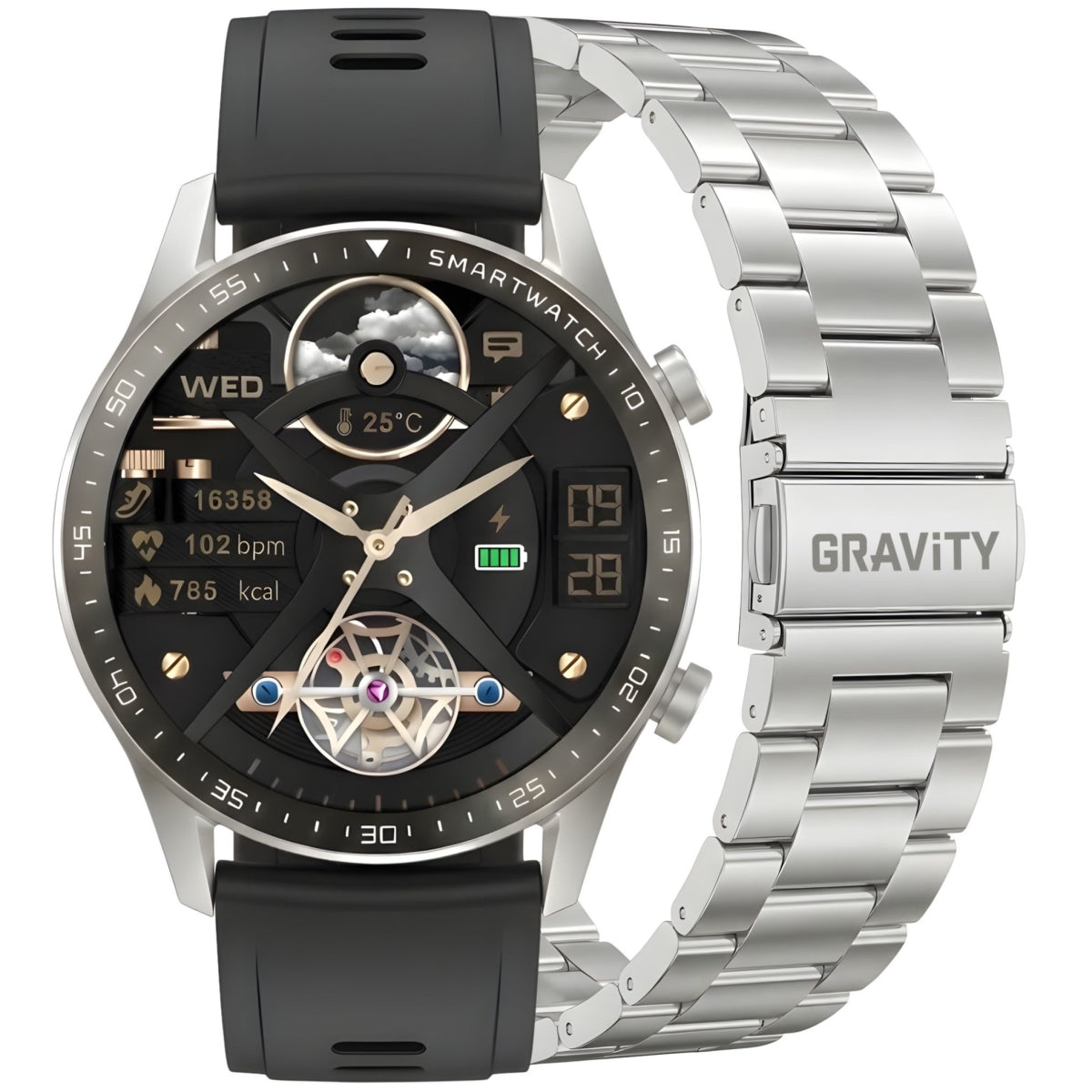Smartwatch Gravity Srebrny Bransoleta + Pasek GT10-6 – zdjęcie 12