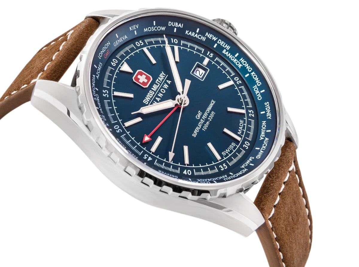Zegarek Męski SWISS MILITARY HANOWA Afterburn GMT SMWGB0003202 + BOX – zdjęcie 4