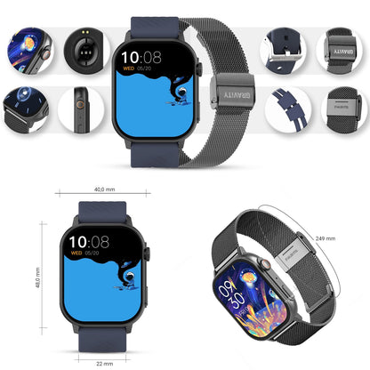 Smartwatch Gravity GT15-4 Niebieski Pasek Silikonowy + Tytanowa Bransoleta – zdjęcie 11