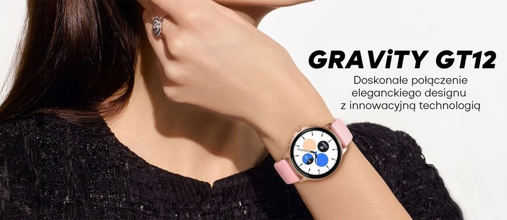 Smartwatch Damski GRAVITY GT12-2 Granatowy Pasek Silikonowy + Czarna – zdjęcie 2
