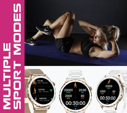 Smartwatch Damski Rubicon RNCF02-2 Złoty + Pasek Różowy – zdjęcie 11