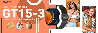 Smartwatch Gravity GT15-3 Czerwony Pasek Silikonowy + Czarna Bransoleta – zdjęcie 10