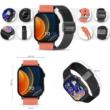 Smartwatch Gravity GT15-3 Czerwony Pasek Silikonowy + Czarna Bransoleta – zdjęcie 11