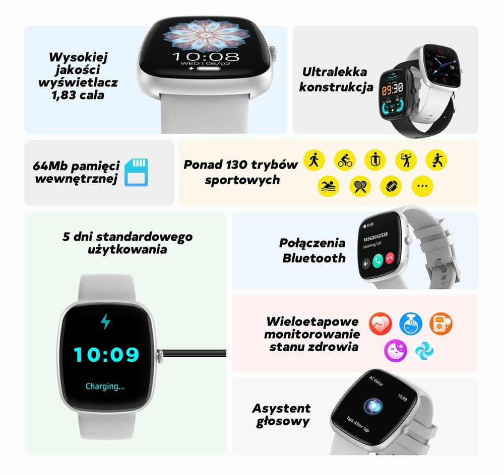 Smartwatch Damski GRAVITY GT18-3 Różowy Pasek Silikonowy + Granatowy Pasek – zdjęcie 4