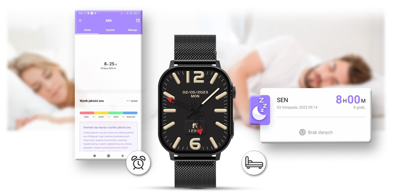 Smartwatch Gravity GT15-3 Czerwony Pasek Silikonowy + Czarna Bransoleta – zdjęcie 15