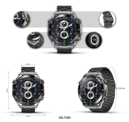 Smartwatch VELTORI VT100-1 + Czarny Pasek Silikonowy + Czarny Eko Skóra – zdjęcie 11