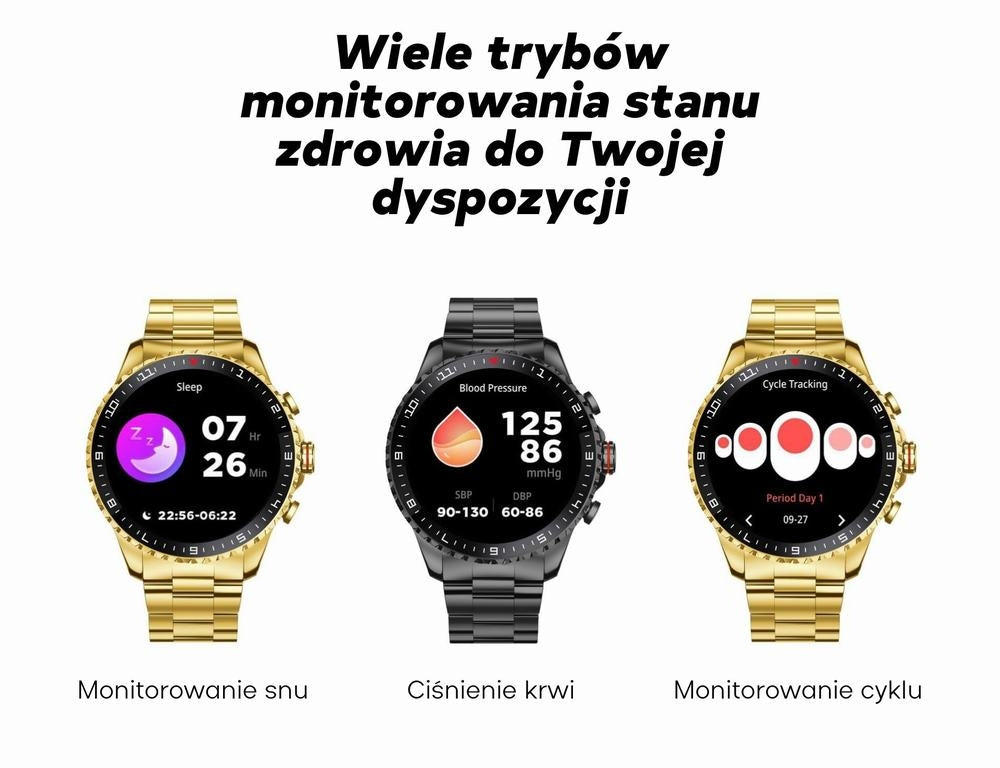 Smartwatch Męski GRAVITY GT16-1 Gold / Złota Bransoleta – zdjęcie 13