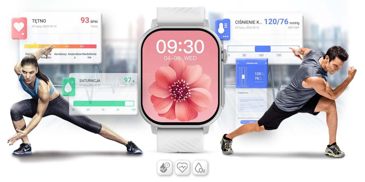 Smartwatch Gravity GT15-8 Szary Pasek Silikonowy + Srebrna Bransoleta – zdjęcie 14