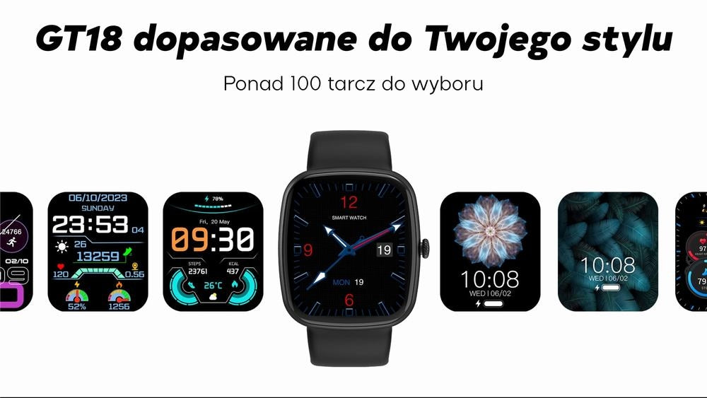 Smartwatch Męski GRAVITY GT18-6 Czarny Pasek Silikonowy + Granatowy Pasek – zdjęcie 7