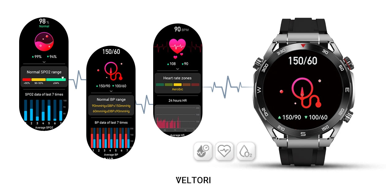 Smartwatch VELTORI VT100-1 + Czarny Pasek Silikonowy + Czarny Eko Skóra – zdjęcie 13