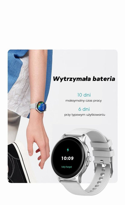 Smartwatch Damski GRAVITY GT12-8 Biały Pasek Silikonowy + Srebrna – zdjęcie 6