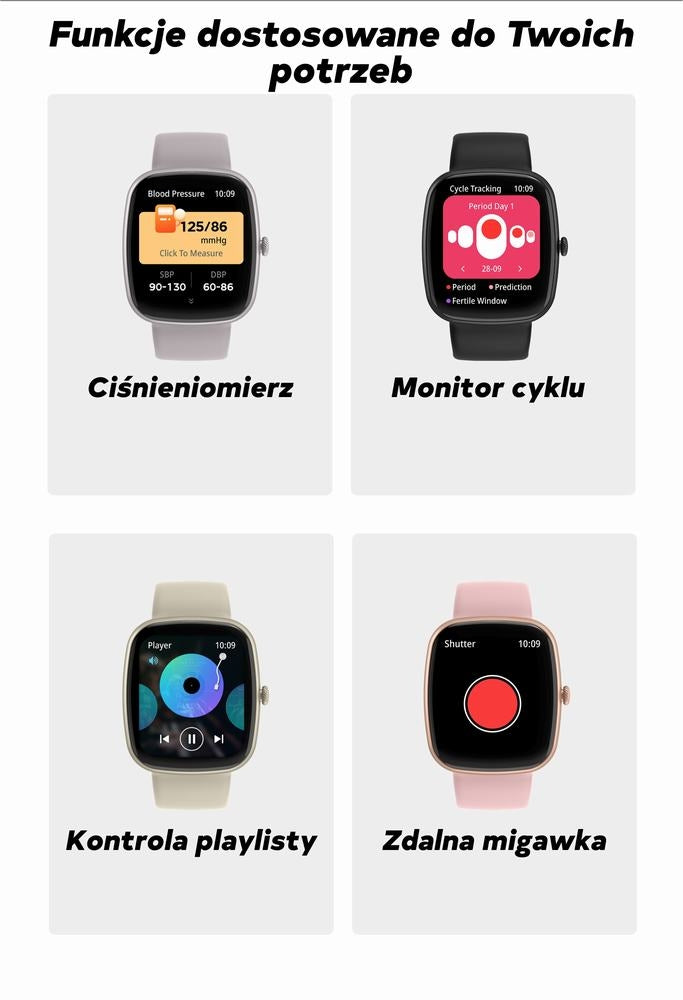 Smartwatch Damski GRAVITY GT18-5 Czarny Pasek Silikonowy + Szary Pasek – zdjęcie 8