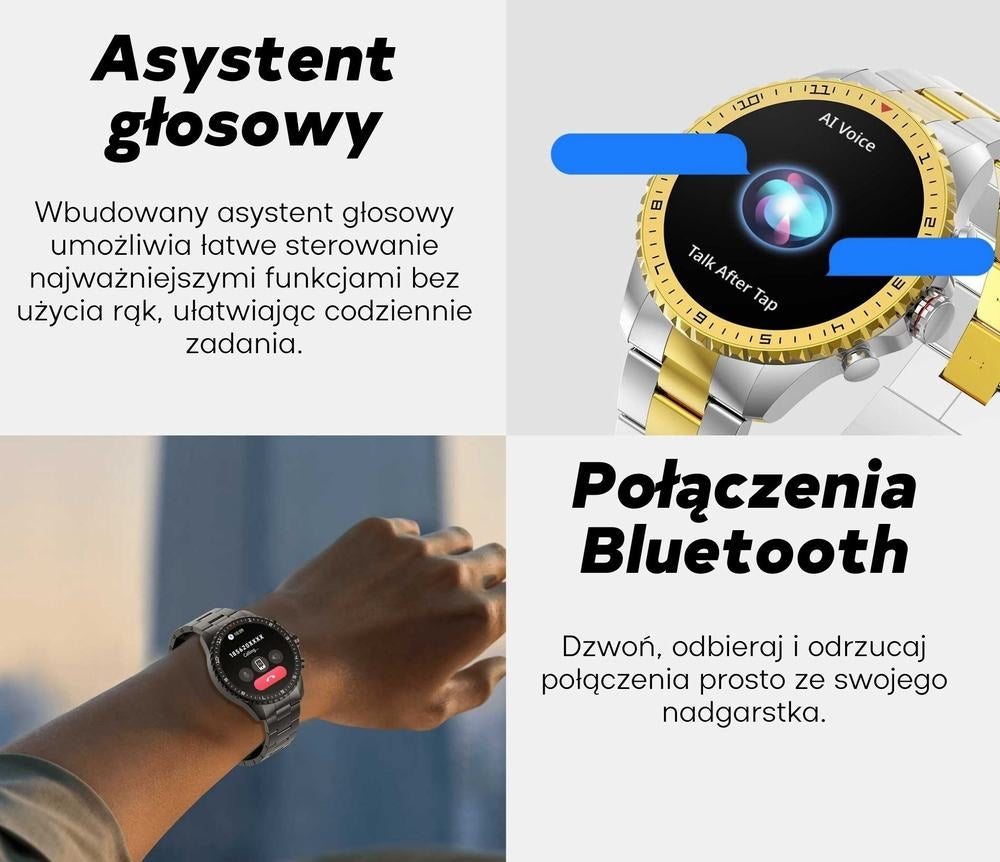 Smartwatch Męski GRAVITY GT16-1 Gold / Złota Bransoleta – zdjęcie 16