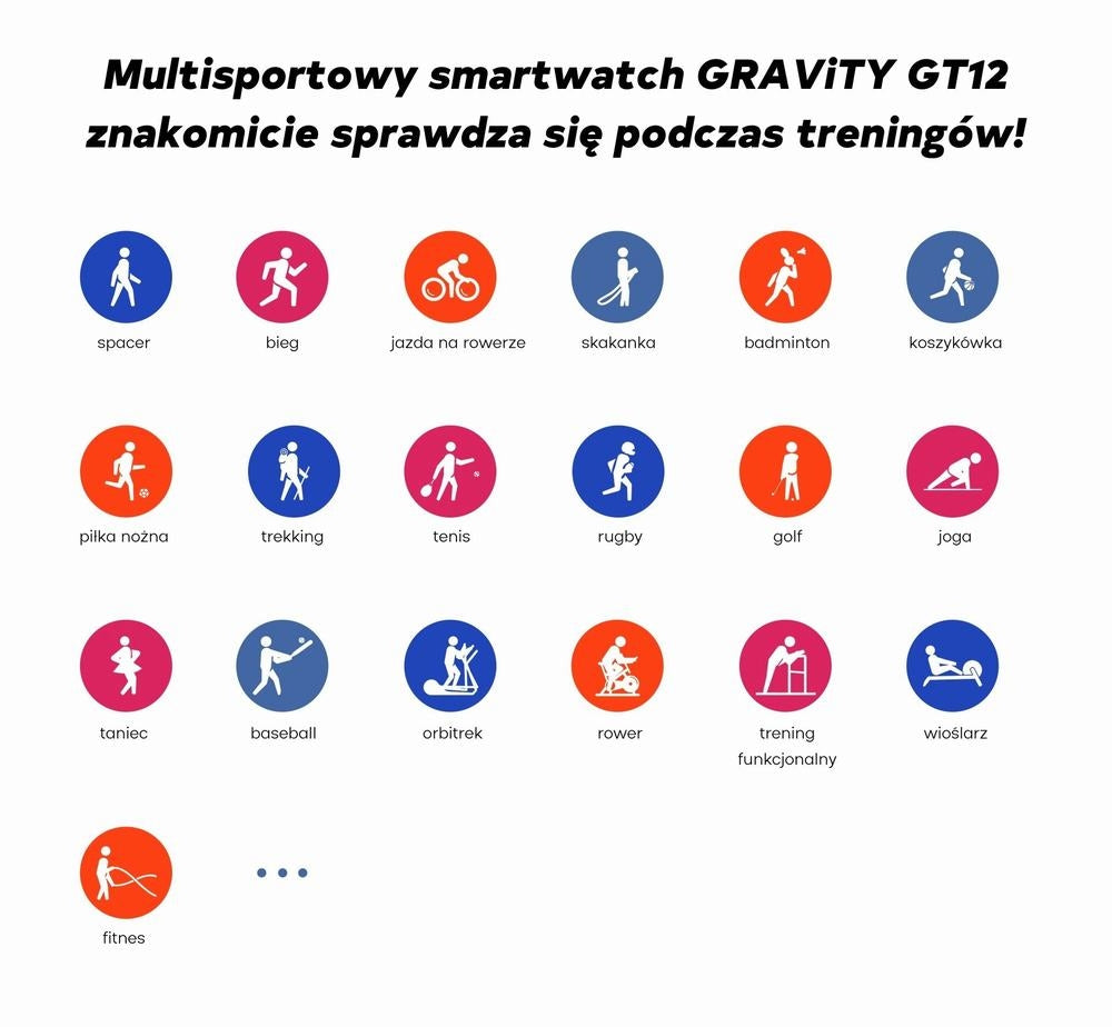 Smartwatch Damski GRAVITY GT12-2 Granatowy Pasek Silikonowy + Czarna – zdjęcie 8