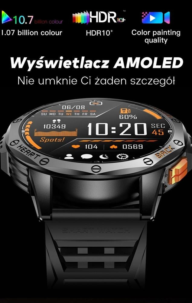 Smartwatch Męski GRAVITY GPS GT24-1 Czarny Pasek Silikonowy + Granatowy – zdjęcie 16