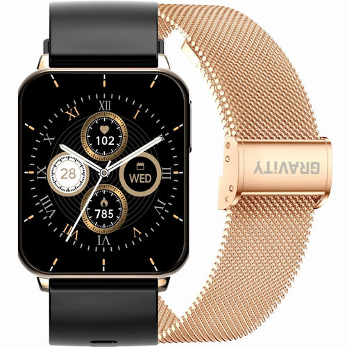 Smartwatch Gravity Różowe Złoto Czarny 2 Paski GT17-5