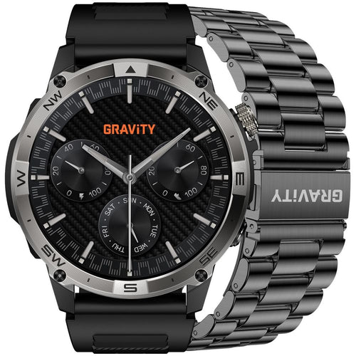Smartwatch Gravity Czarny Pasek + Bransoleta GT46-1