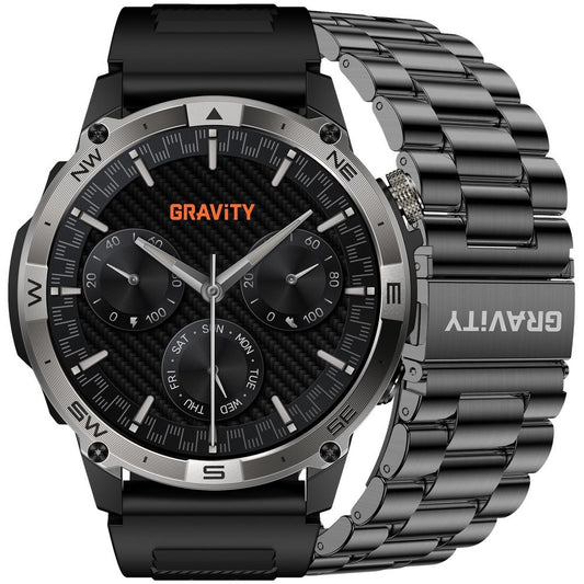 Smartwatch Gravity Czarny Pasek + Bransoleta GT46-1