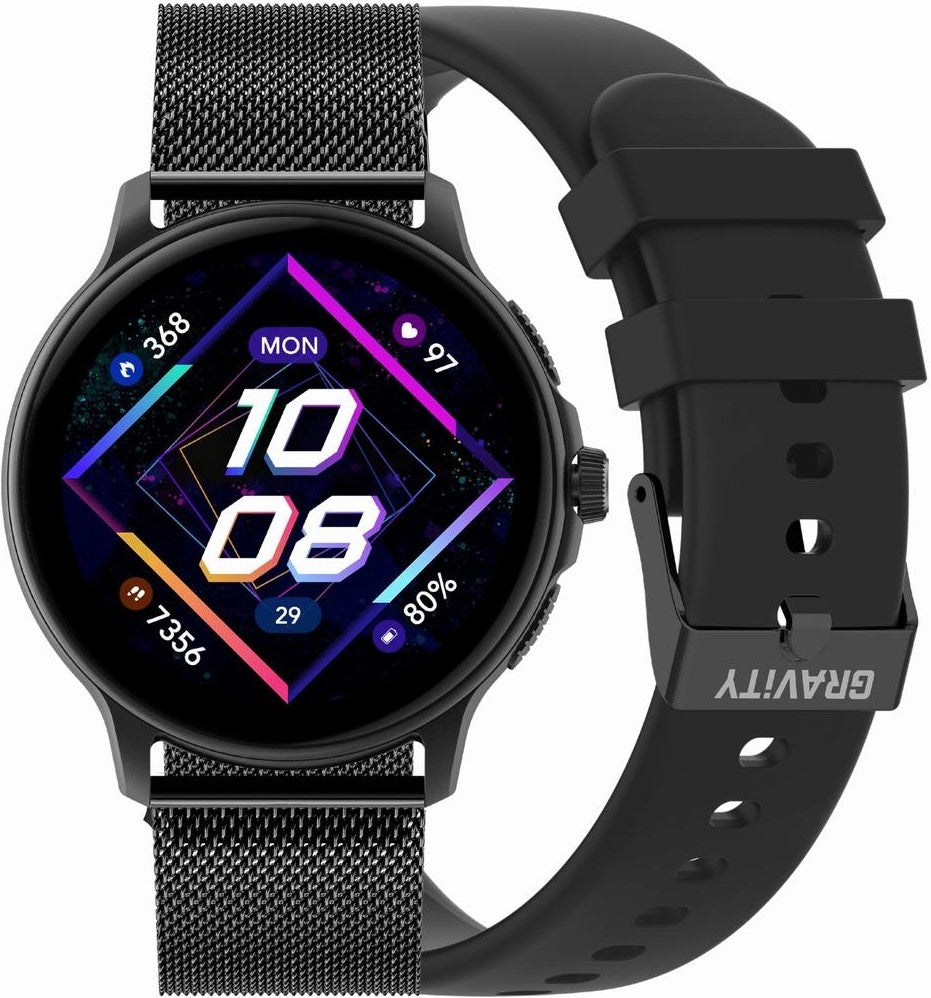 Smartwatch Damski GRAVITY GT12-1 Czarny Pasek Silikonowy + Czarna
