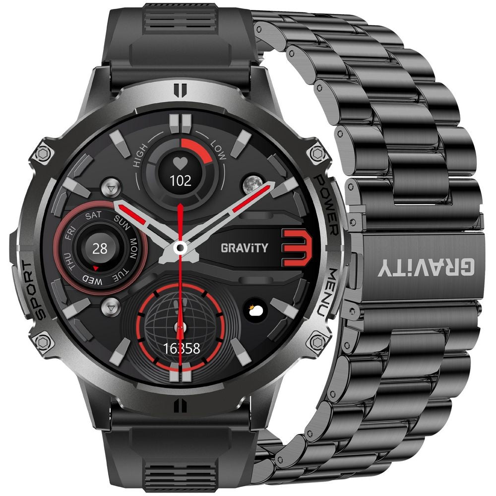 Smartwatch Gravity Czarny Pasek + Bransoleta GT42-1