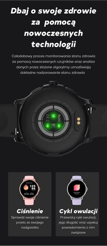Smartwatch Damski GRAVITY GT12-8 Biały Pasek Silikonowy + Srebrna – zdjęcie 11