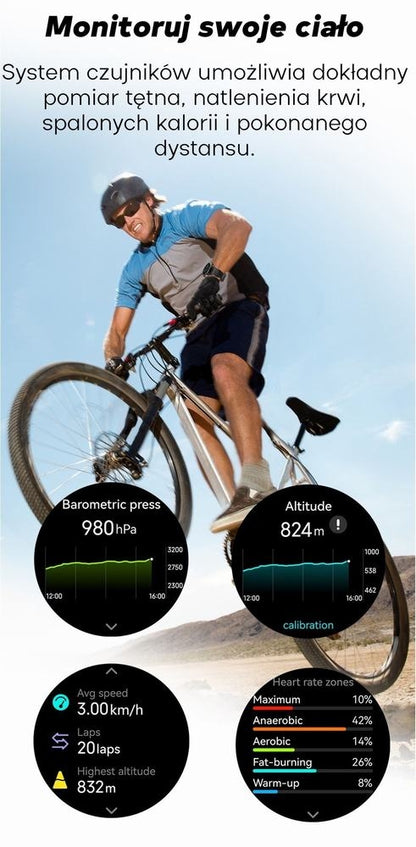 Smartwatch Męski GRAVITY GPS GT24-2 Czarny Pasek Silikonowy + Biały Pasek – zdjęcie 7