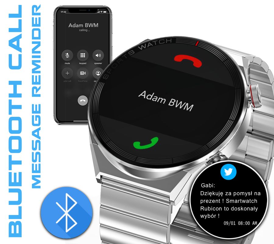 Smartwatch Rubicon RNCE99 Black Metal + Silicon SMARUB194 – zdjęcie 6