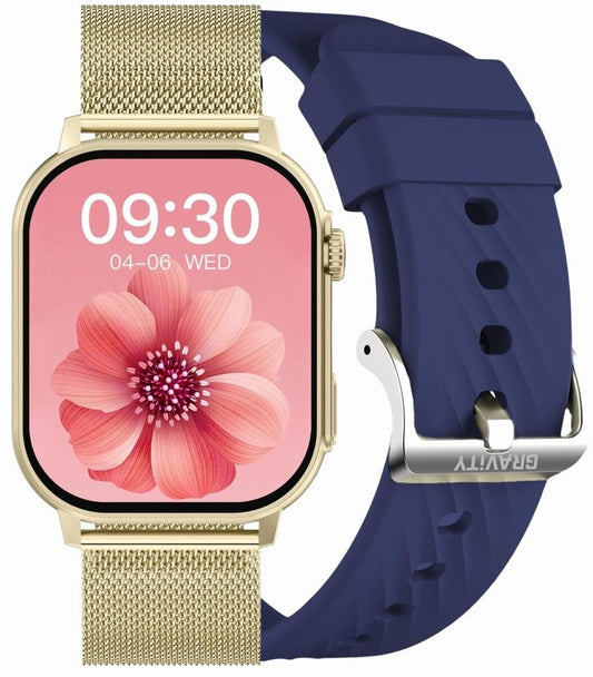 Smartwatch Damski GRAVITY GT15-11 Granatowy Pasek Silikonowy + Złota