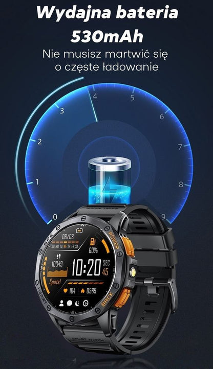 Smartwatch Męski GRAVITY GPS GT24-4 Czarny Pasek Silikonowy + Pomarańczowy – zdjęcie 11