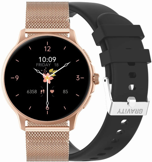 Smartwatch Damski GRAVITY GT12-4 Czarny Pasek Silikonowy + Bransoleta