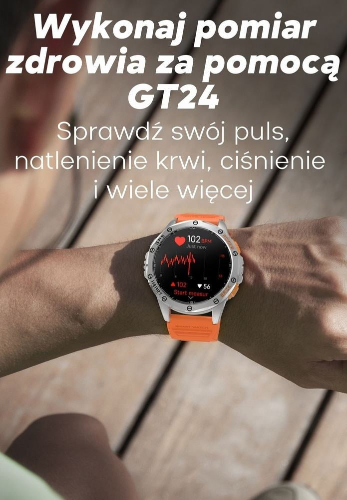 Smartwatch Męski GRAVITY GPS GT24-3 Czarny Pasek Silikonowy + Pomarańczowy – zdjęcie 13