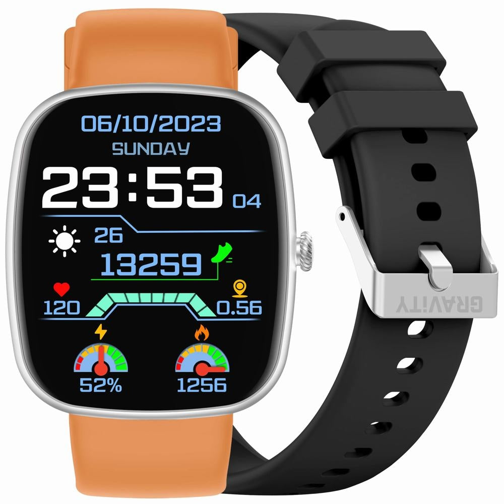 Smartwatch Męski GRAVITY GT18-4 Pomarańczowy Pasek Silikonowy + Czarny