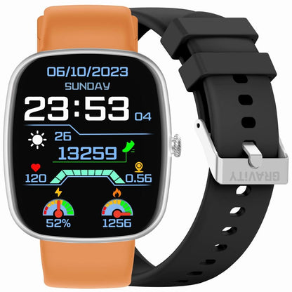 Smartwatch Męski GRAVITY GT18-4 Pomarańczowy Pasek Silikonowy + Czarny