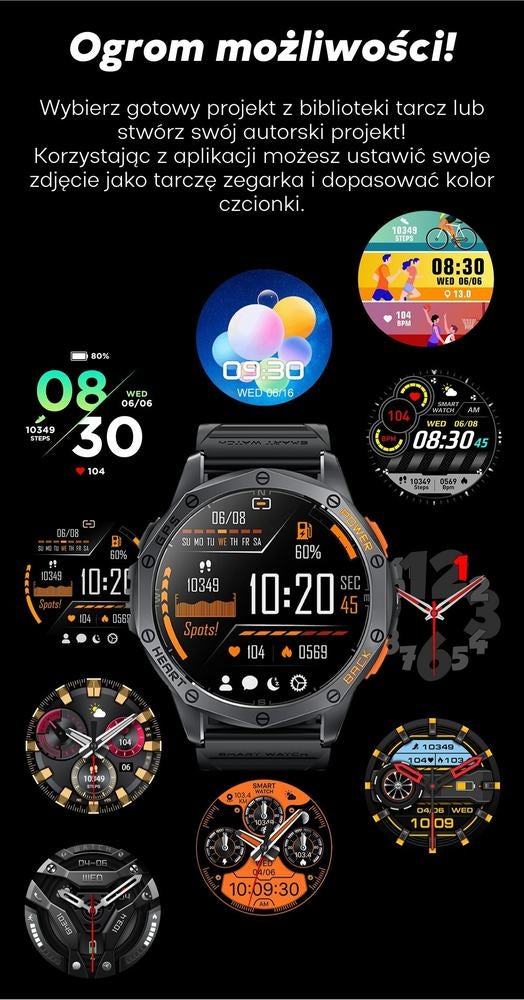 Smartwatch Męski GRAVITY GPS GT24-4 Czarny Pasek Silikonowy + Pomarańczowy – zdjęcie 16