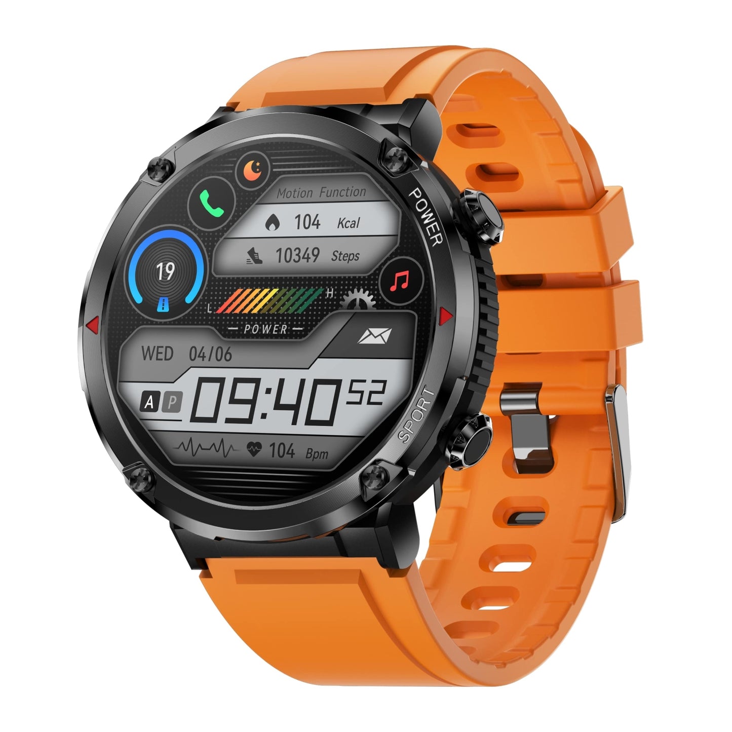Smartwatch Gravity GT21-2 + Pomarańczowy Pasek Silikonowy – zdjęcie 2