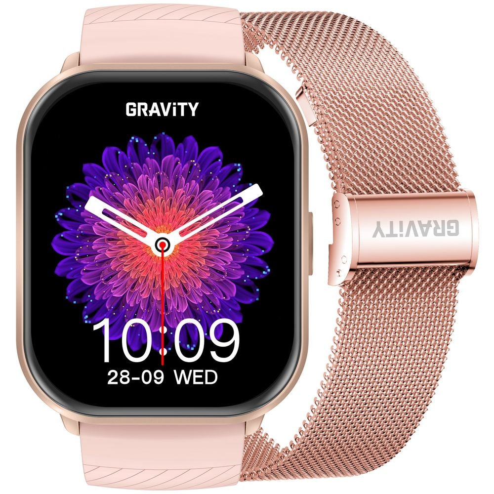 Smartwatch Gravity Różowy Pasek + Bransoleta GT43-1