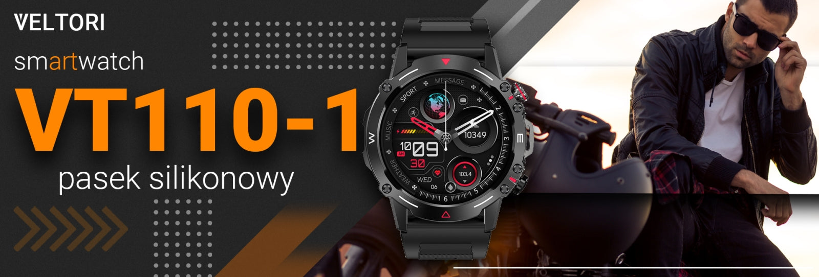 Smartwatch VELTORI VT110-1 Czarny Pasek Silikonowy – zdjęcie 5