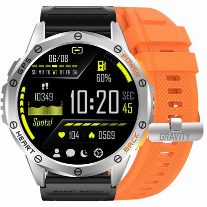 Smartwatch Męski GRAVITY GPS GT24-4 Czarny Pasek Silikonowy + Pomarańczowy