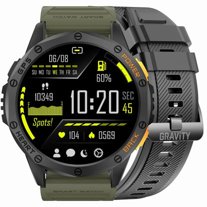 Smartwatch Męski GRAVITY GPS GT24-5 Czarny Pasek Silikonowy + Zielony
