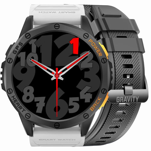 Smartwatch Męski GRAVITY GPS GT24-2 Czarny Pasek Silikonowy + Biały Pasek