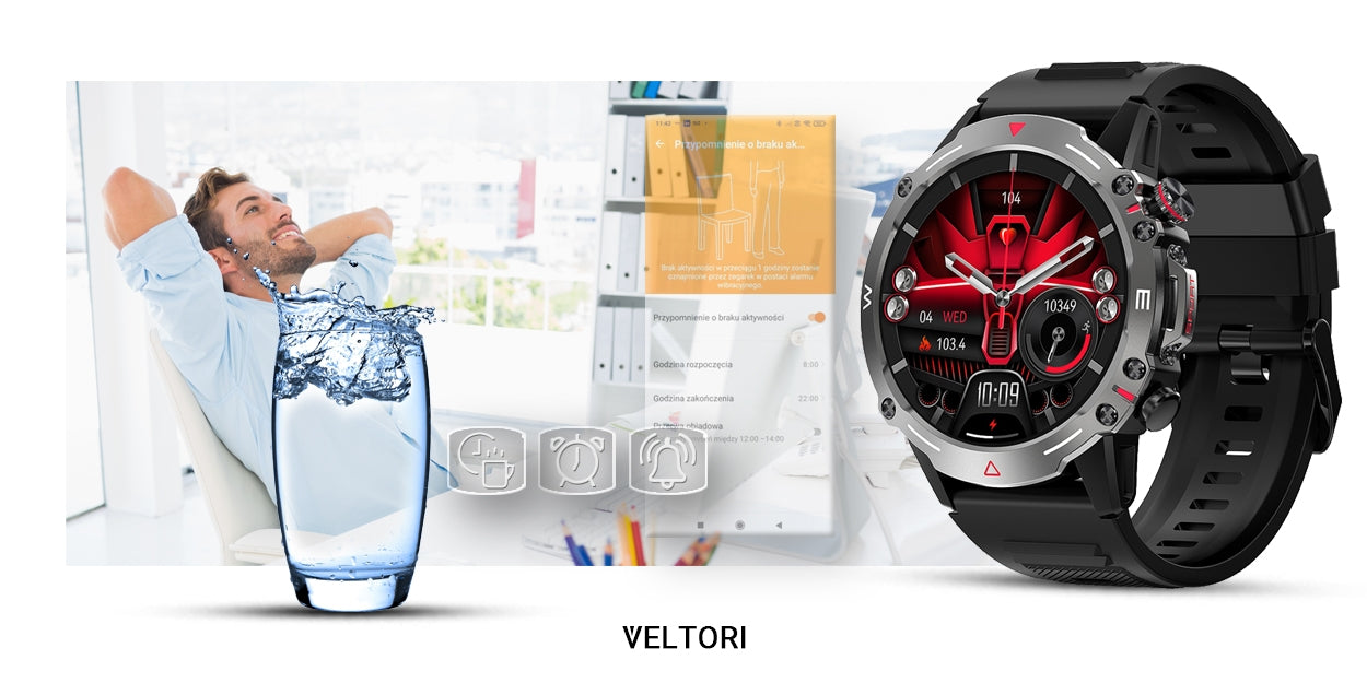 Smartwatch VELTORI VT110-1 Czarny Pasek Silikonowy – zdjęcie 9