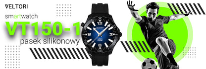 Smartwatch VELTORI VT150-1 Czarny Pasek Silikonowy + Czarna Bransoleta – zdjęcie 9