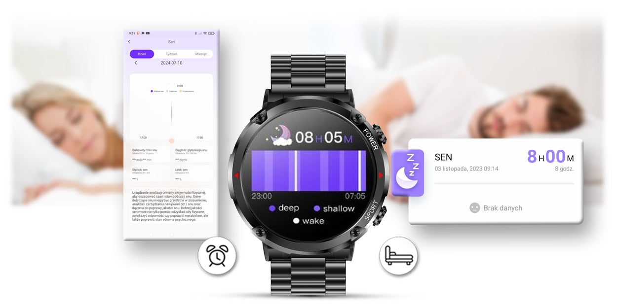 Smartwatch Gravity GT21-1+ Czarny Pasek Silikonowy – zdjęcie 14