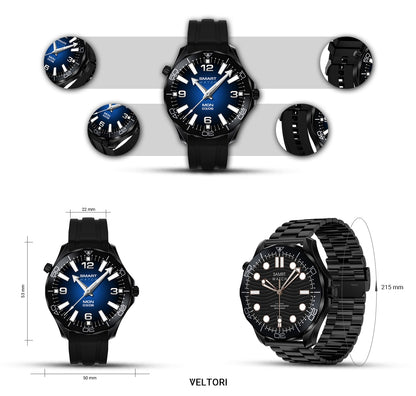 Smartwatch VELTORI VT150-1 Czarny Pasek Silikonowy + Czarna Bransoleta – zdjęcie 10