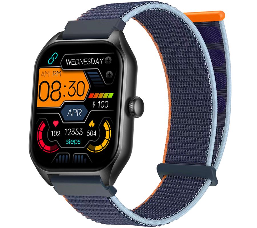Smartwatch Rubicon RNCF03-1 Czarny+ Niebiesko-Pomarańczowy Pasek Parciany – zdjęcie 2